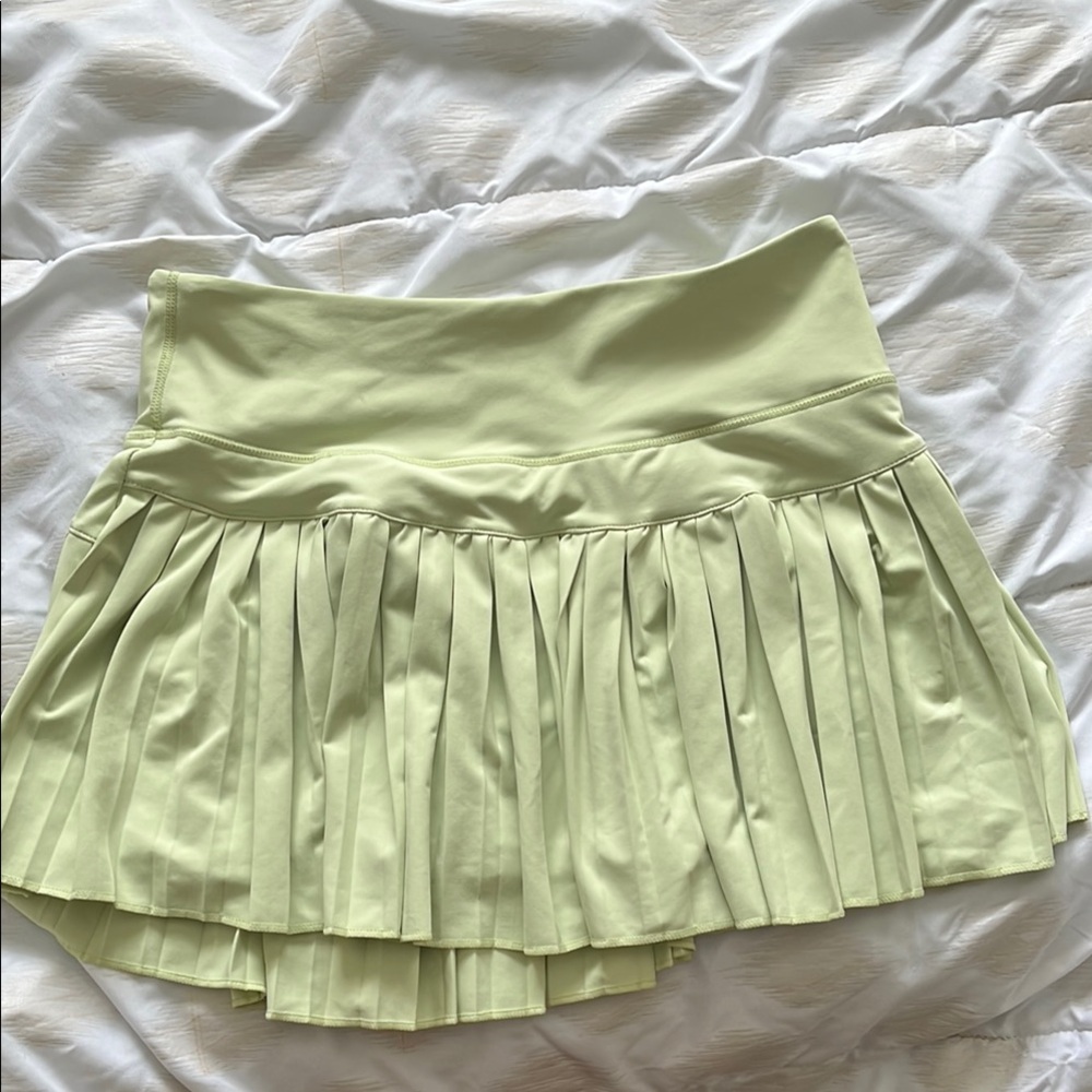 Lime Green Gold Hinge pleated tennis skirt